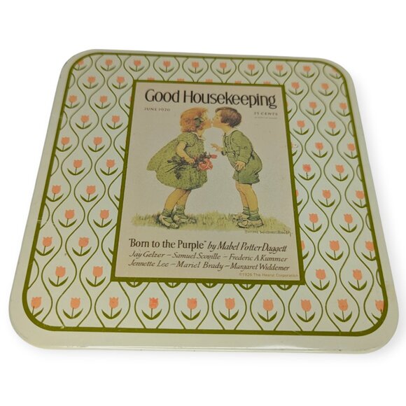 Vintage Cheinco Good Housekeeping Tin Hot Pad Square & Circle Set of 2 - Picture 2 of 9